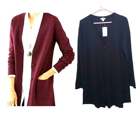 Nwt J.Jill Sheer Duster Lightweight Button Front Cardigan Sweater Black, Size S - Picture 1 of 15